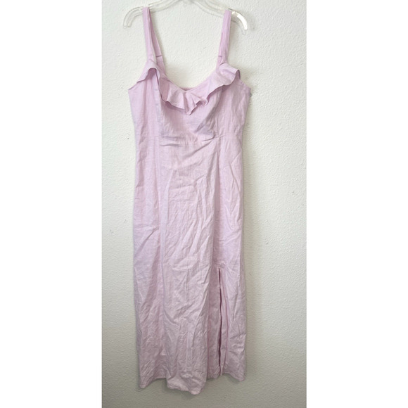 Old Navy Ruffle Linen Blend Dress‎ Pink Maxi Sleeveless Cottagecore Brunch M - Picture 1 of 9